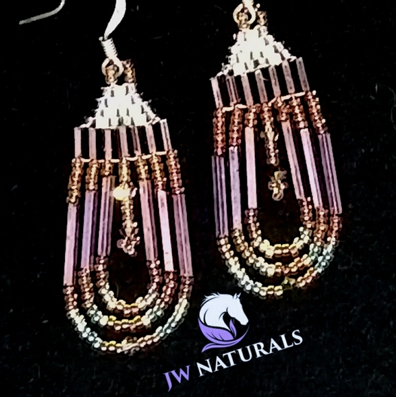 JRW Handmade Purple Swarovski Beaded Earrings - Picture 3 of 8